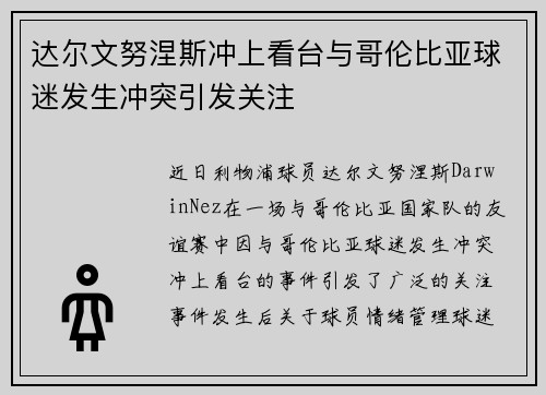 达尔文努涅斯冲上看台与哥伦比亚球迷发生冲突引发关注